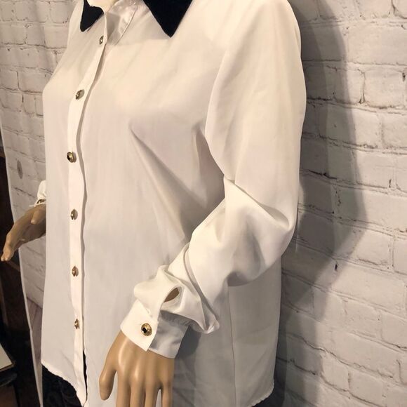 Vintage City Girl Button Down Shirt Velvet Collar - Picture 5 of 8